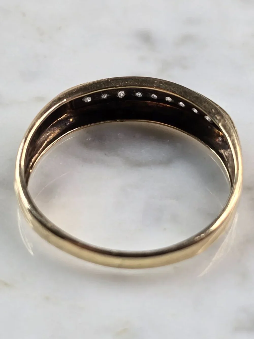 Mens Vintage Estate 10k Yellow Gold Diamond Ring 3.0g #E5185